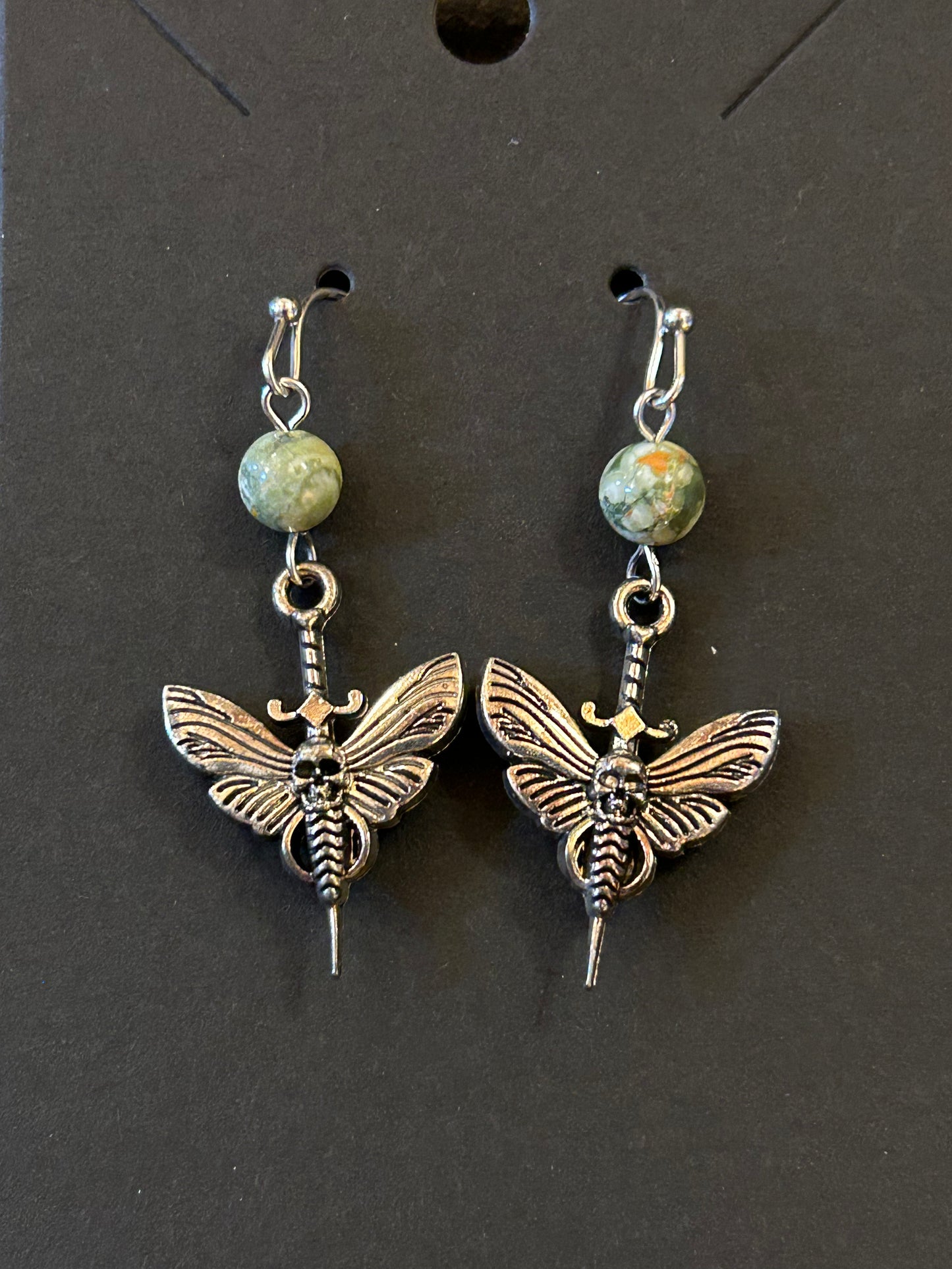 La Plume Noire Stainless Steel Gemstone Earrings