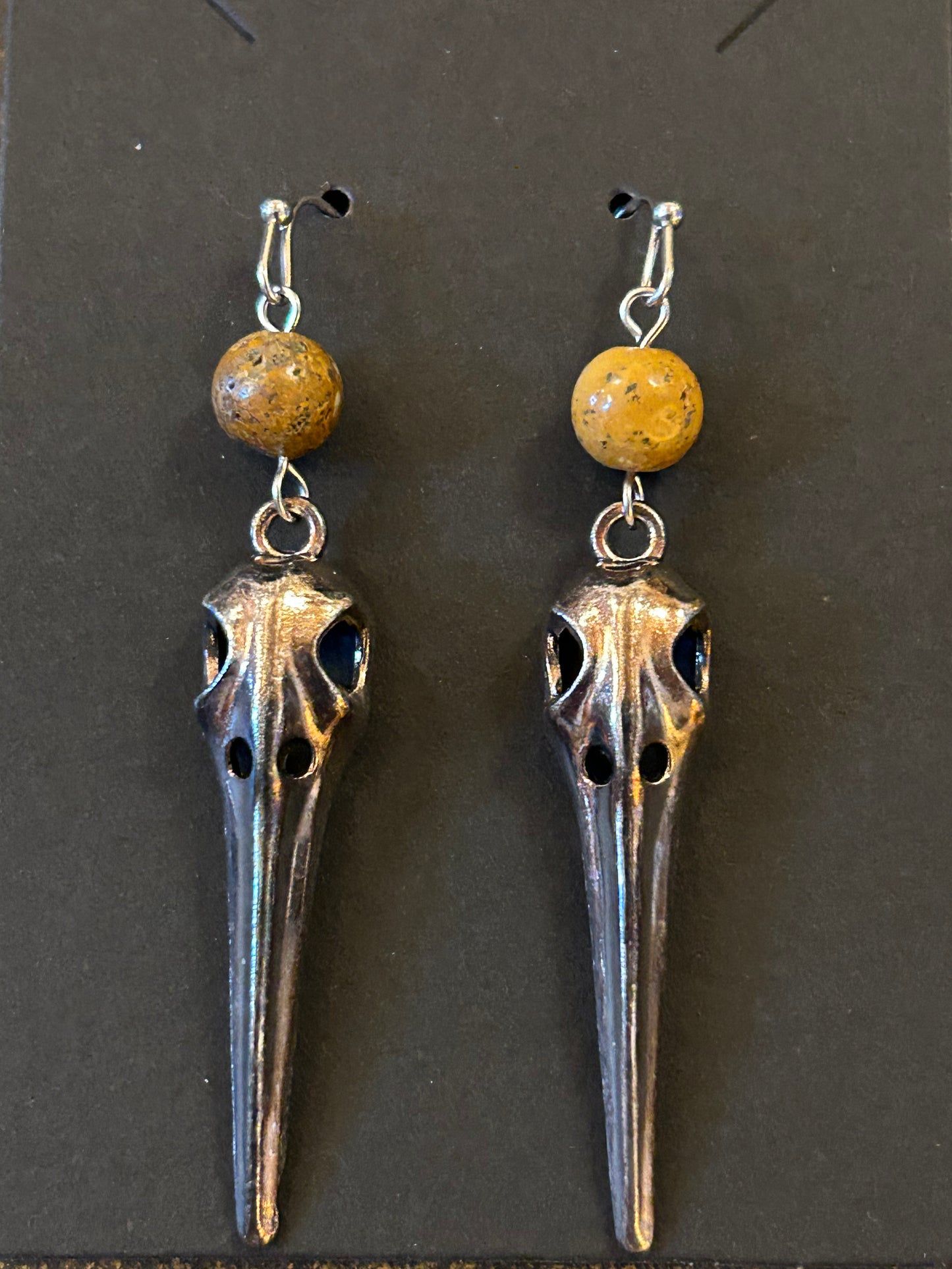 La Plume Noire Stainless Steel Gemstone Earrings