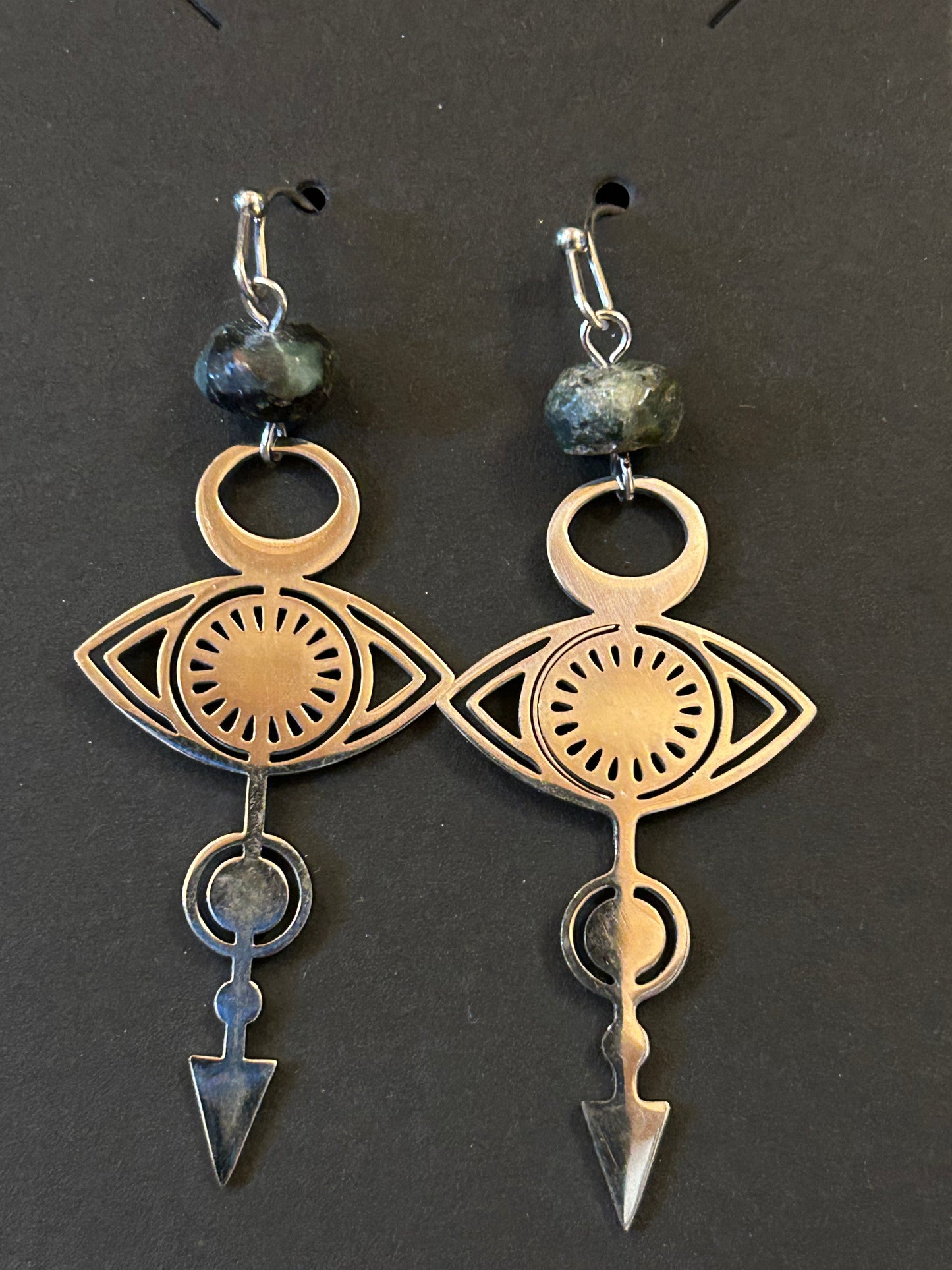 La Plume Noire Stainless Steel Gemstone Earrings