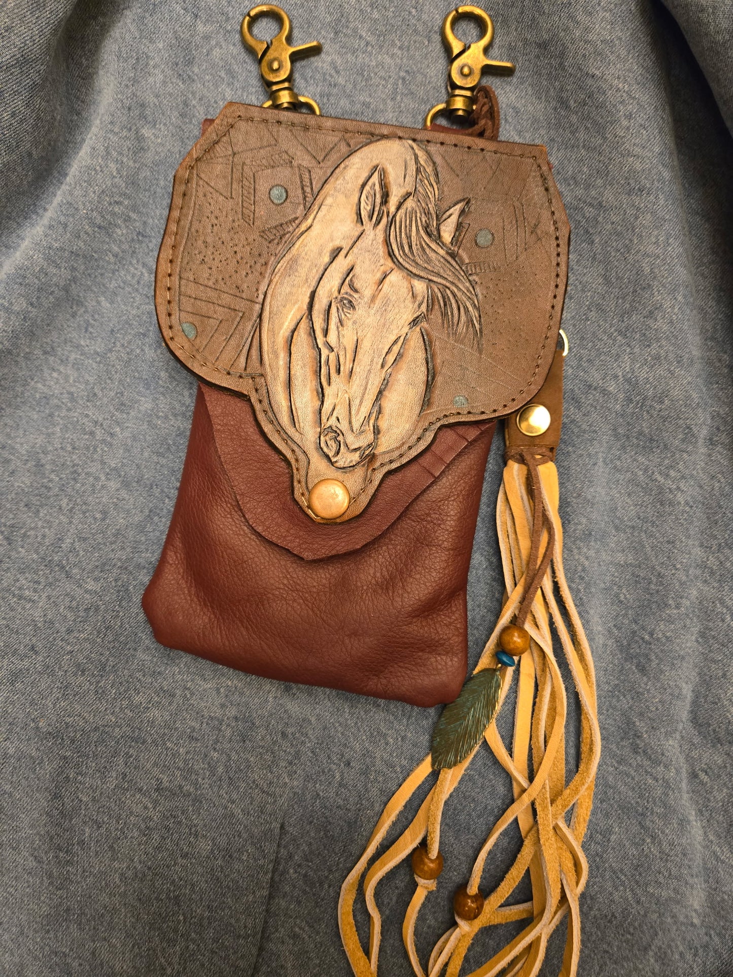 Mane & Feather Leather Clip-On Cell Phone Bags