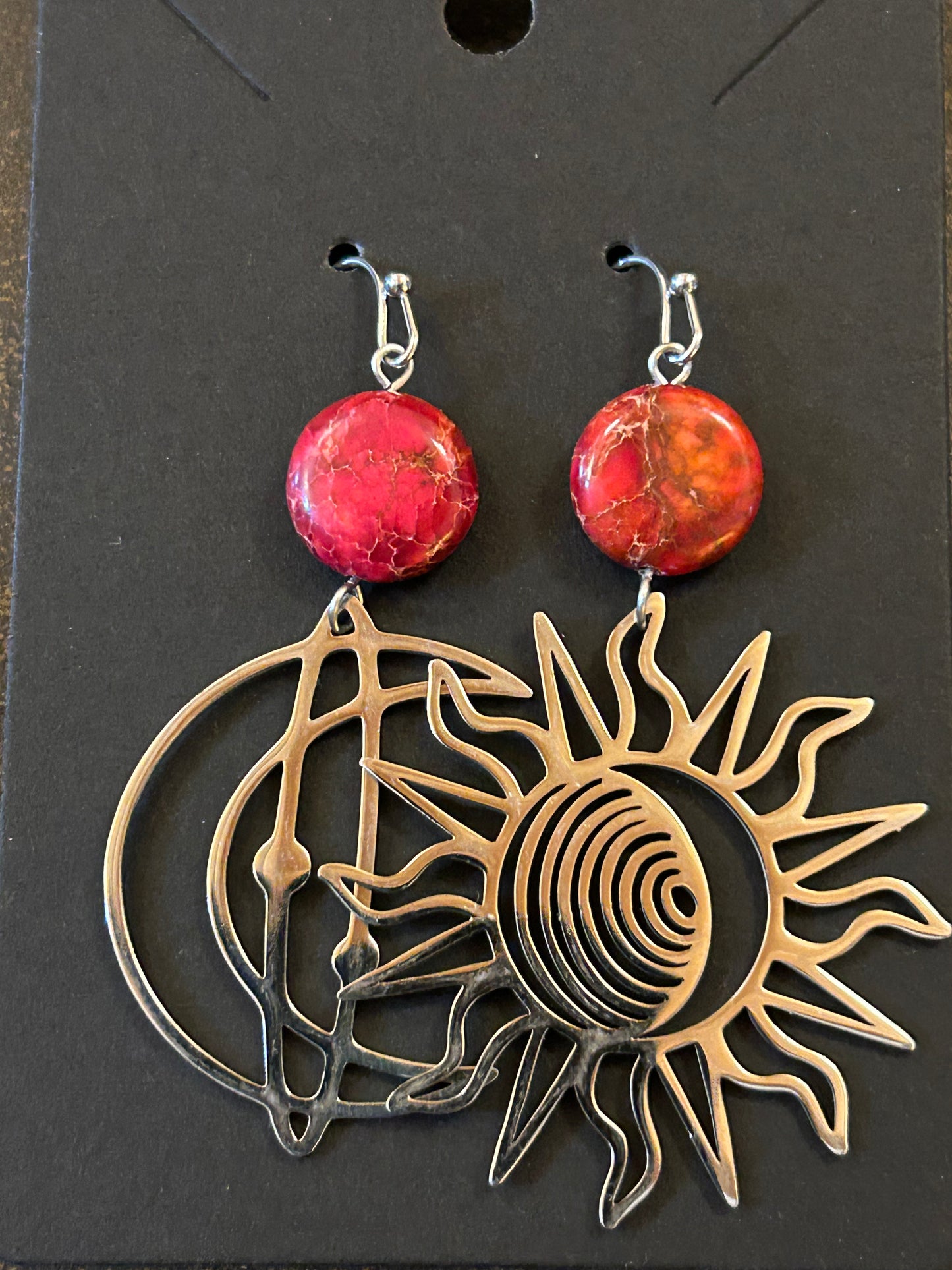 La Plume Noire Stainless Steel Gemstone Earrings