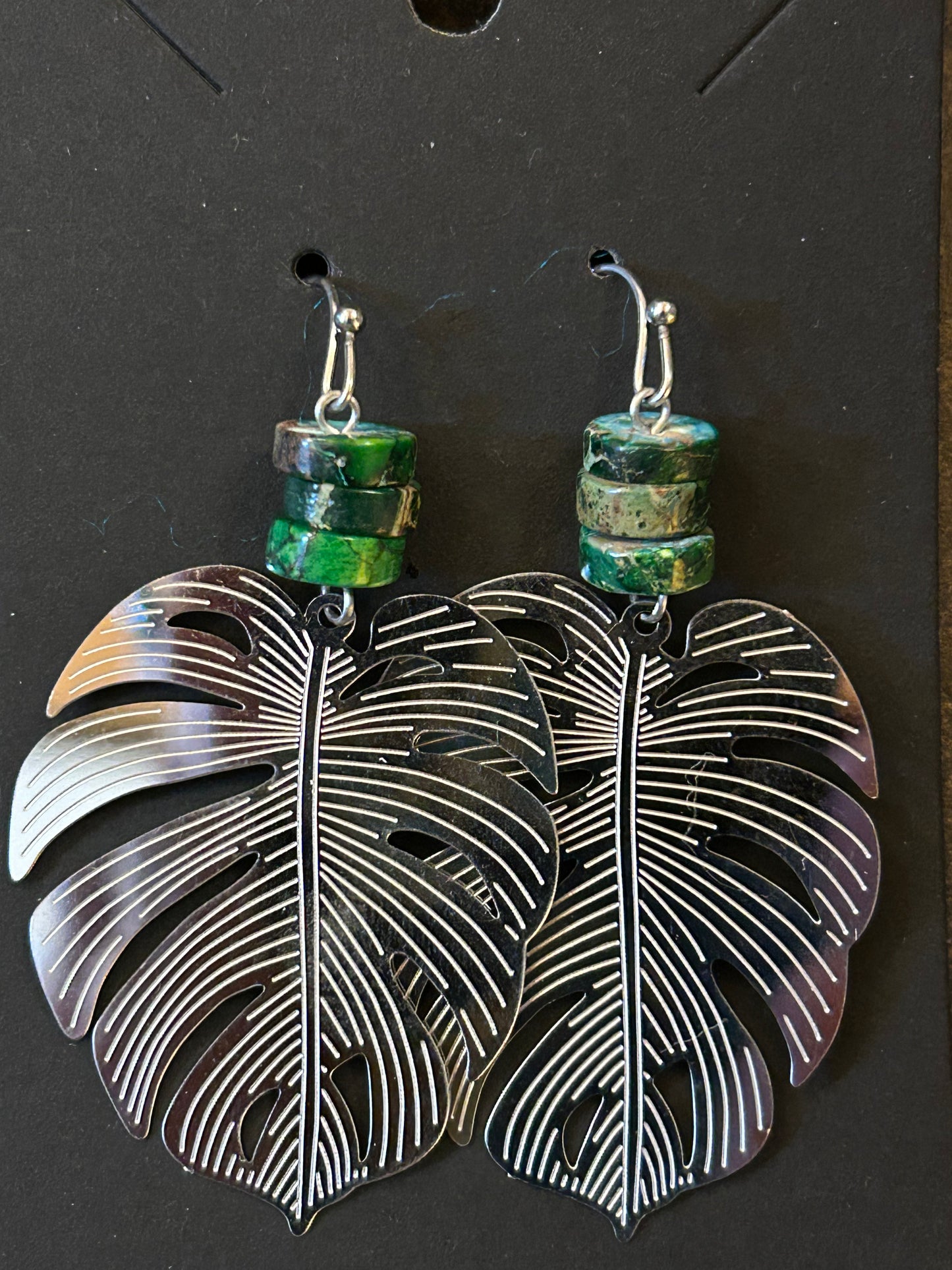 La Plume Noire Stainless Steel Gemstone Earrings