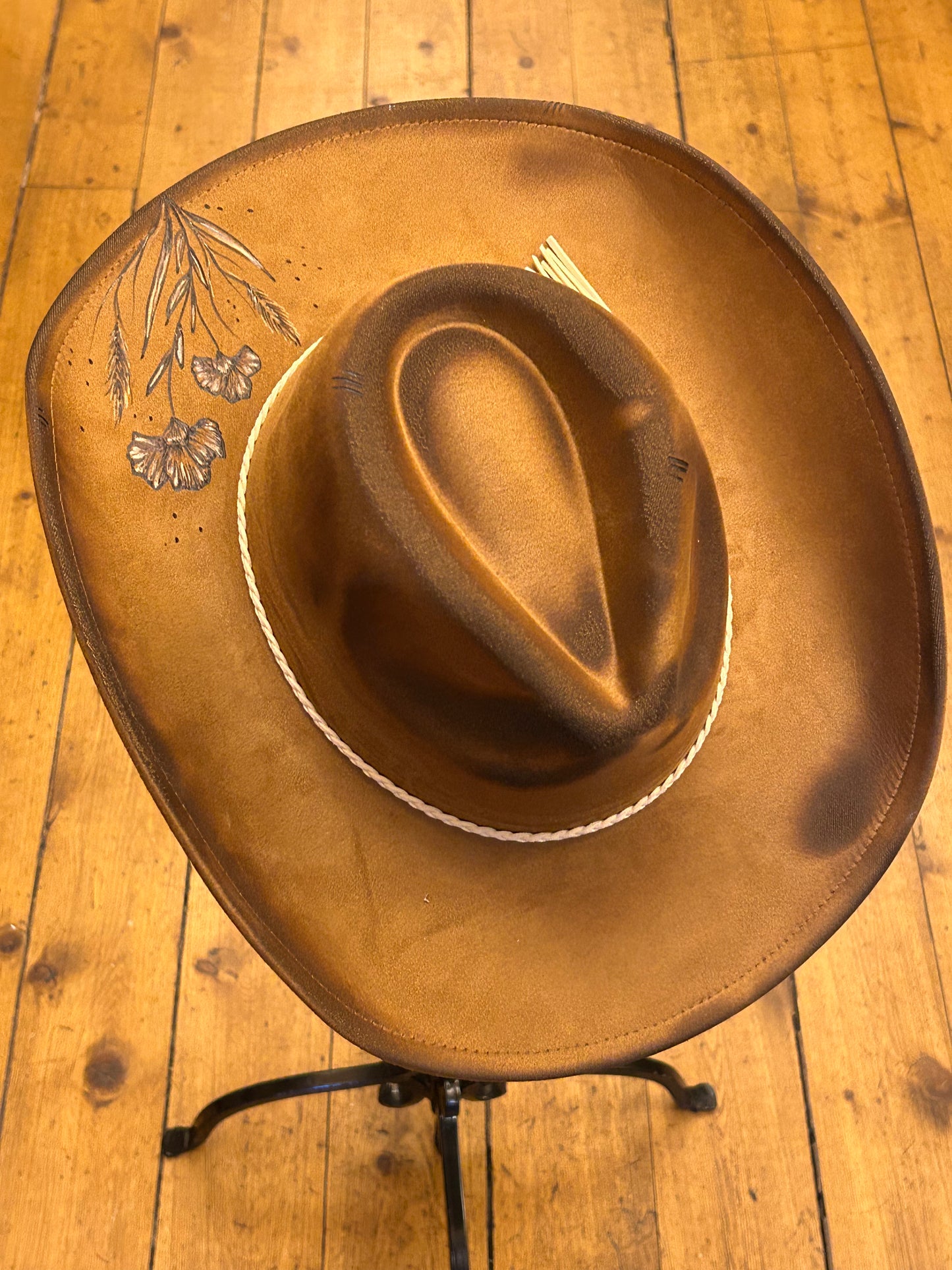 Mane & Feather Pyrography Burned Hats