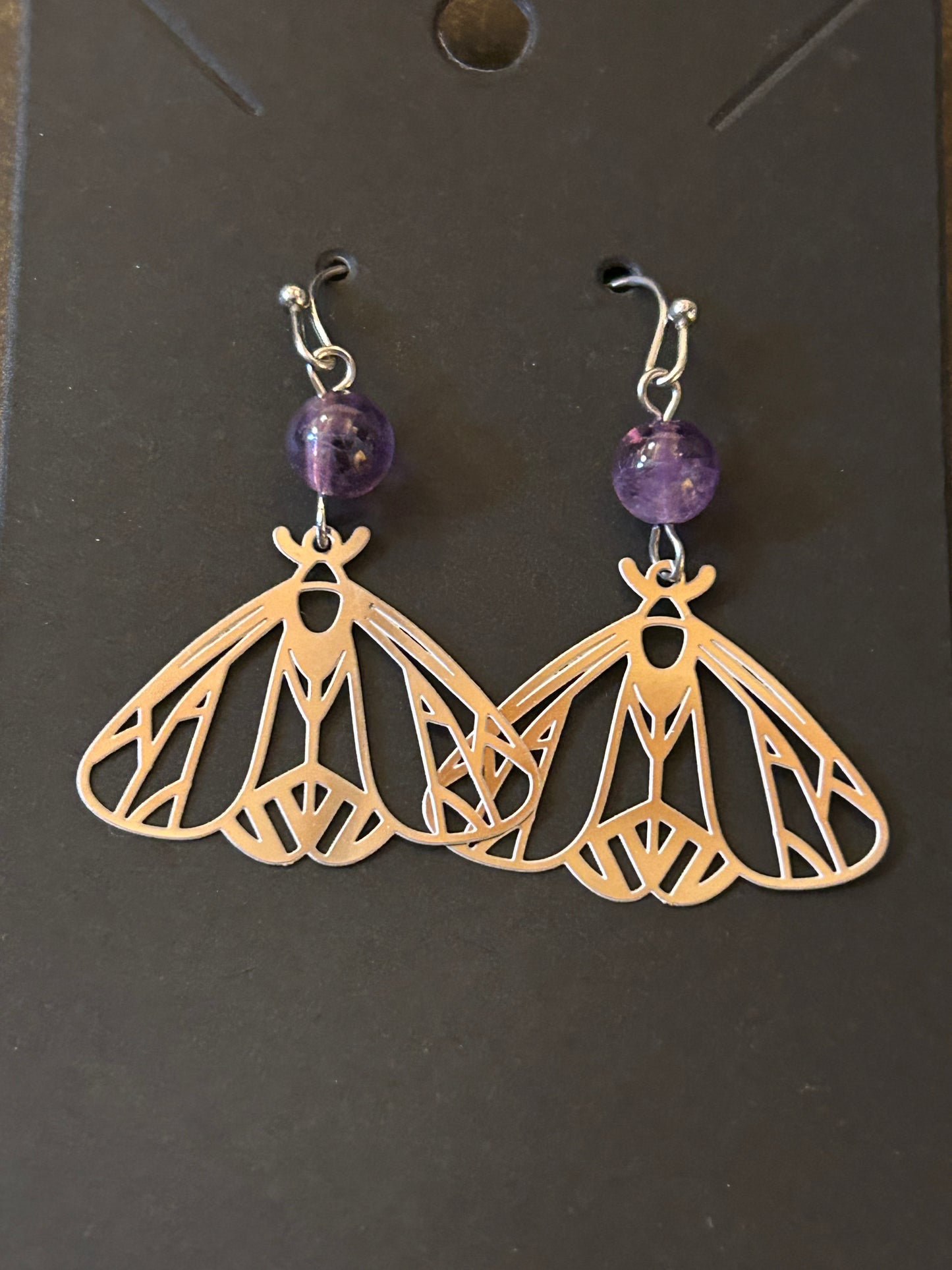 La Plume Noire Stainless Steel Gemstone Earrings