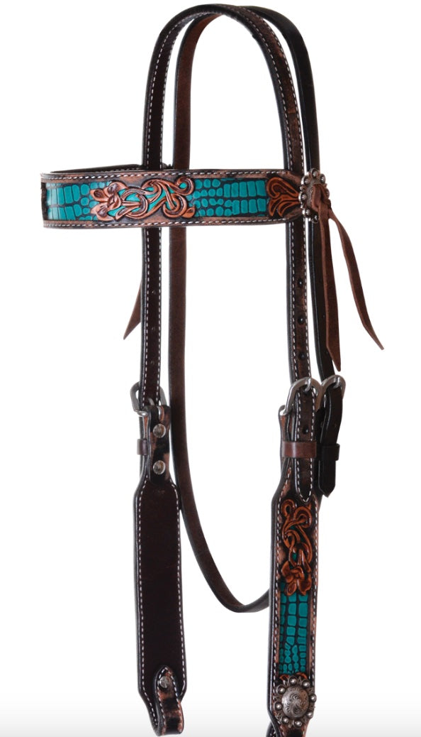 Circle Y Inlaid Filigree Browband Headstall