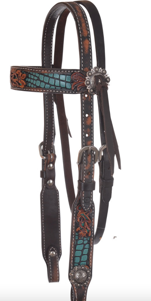 Circle Y Inlaid Filigree Browband Headstall