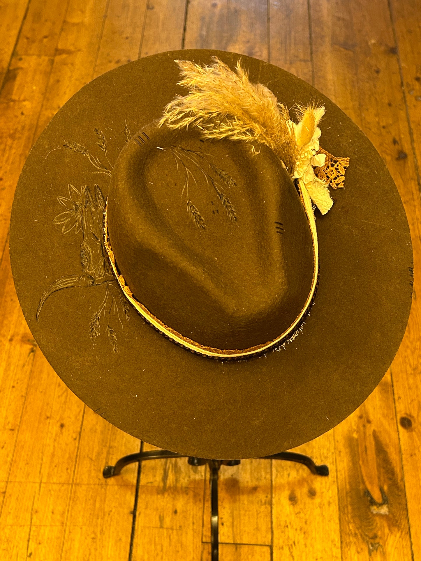 Mane & Feather Pyrography Burned Hats