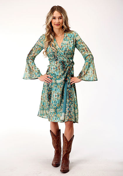 ROPER Ladies Snake Print Wrap Dress